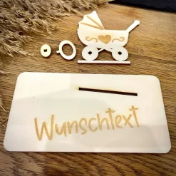 Geldscheinhalter Geburt, Baby, Kinderwagen, Geldgeschenk, Geschenk, Wunschtext, Personalisierbar