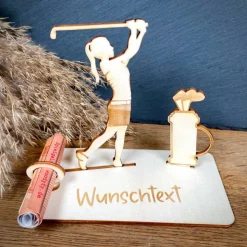Geldscheinhalter Golf, Golferin, Golfspielerin, Geldgeschenk, Geburtstag, Geschenk, Wunschtext, Personalisierbar