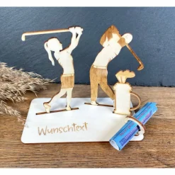 Geldscheinhalter Golfer, Golferin, Paar, Geldgeschenk, Geburtstag, Geschenk, Wunschtext, Personalisierbar