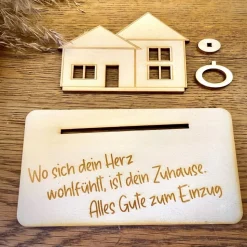 Geldscheinhalter Haus, Hausbau, Einweihung, Richtfest, Geburtstag, Geschenk, Wunschtext, Personalisierbar
