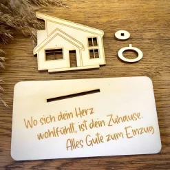Geldscheinhalter Haus, Hausbau, Einweihung, Richtfest, Geburtstag, Geschenk, Wunschtext, Personalisierbar