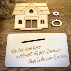 Geldscheinhalter Haus, Hausbau, Einweihung, Richtfest, Geburtstag, Geschenk, Wunschtext, Personalisierbar