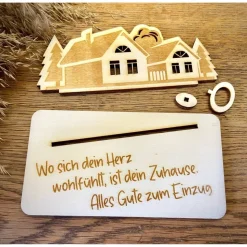 Geldscheinhalter Haus, Hausbau, Einweihung, Richtfest, Geburtstag, Geschenk, Wunschtext, Personalisierbar
