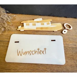 Geldscheinhalter Hausboot, Boot, Schiff, Urlaub, Reise, Geldgeschenk, Geburtstag, Geschenk, Wunschtext, Personalisierbar