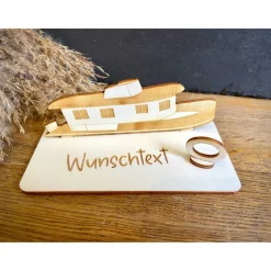 Geldscheinhalter Hausboot, Boot, Schiff, Urlaub, Reise, Geldgeschenk, Geburtstag, Geschenk, Wunschtext, Personalisierbar