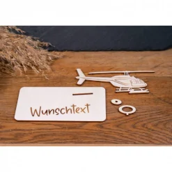 Geldscheinhalter Helikopter, Hubschrauber, Rundflug, Geldgeschenk, Geburtstag, Geschenk, Wunschtext, Personalisierbar