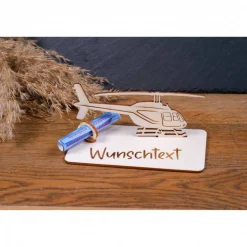 Geldscheinhalter Helikopter, Hubschrauber, Rundflug, Geldgeschenk, Geburtstag, Geschenk, Wunschtext, Personalisierbar
