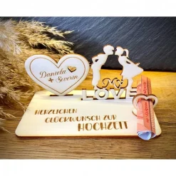 Geldscheinhalter Hochzeit, Hochzeitspaar, Herz, Geldgeschenk, Geschenk, Wunschtext, Personalisierbar