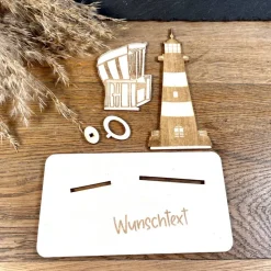 Geldscheinhalter Leuchtturm, Strandkorb, Ostsee, Geldgeschenk, Geburtstag, Geschenk, Wunschtext, Personalisierbar