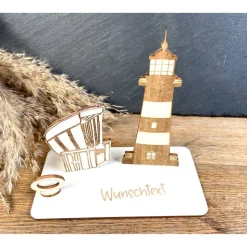 Geldscheinhalter Leuchtturm, Strandkorb, Ostsee, Geldgeschenk, Geburtstag, Geschenk, Wunschtext, Personalisierbar