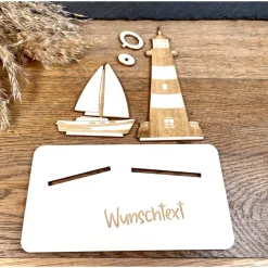 Geldscheinhalter Leuchtturm, Segelboot, Ostsee, Geldgeschenk, Geburtstag, Geschenk, Wunschtext, Personalisierbar