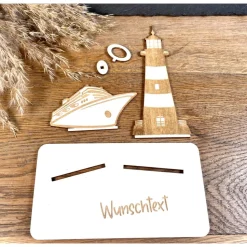 Geldscheinhalter Leuchtturm, Strandkorb, Ostsee, Geldgeschenk, Geburtstag, Geschenk, Wunschtext, Personalisierbar
