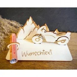 Geldscheinhalter Motorradtour, Urlaub, Bergtour, Pyrenäen, Geldgeschenk, Geburtstag, Geschenk, Wunschtext, Personalisier