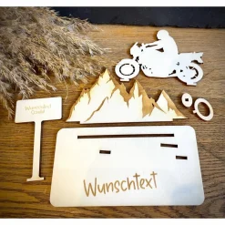 Geldscheinhalter Motorradtour, Urlaub, Bergtour, Pyrenäen, Geldgeschenk, Geburtstag, Geschenk, Wunschtext, Personalisier