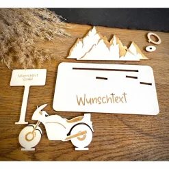 Geldscheinhalter Motorradtour, Urlaub, Bergtour, Pyrenäen, Geldgeschenk, Geburtstag, Geschenk, Wunschtext, Personalisier