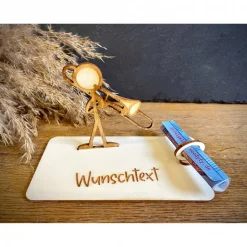 Geldscheinhalter Posaune, Instrument, Musik, Strichmännchen, Stick Figure, Geldgeschenk, Geburtstag, Geschenk, Wunschtex