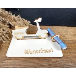 Geldscheinhalter Roller, Vespa, Geburtstag, Führerschein, Geschenk, Wunschtext, Personalisierbar