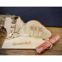 Geldscheinhalter Sauna, Wellness, Wandern, Berge, Erholung, Entspannung, Geldgeschenk, Geburtstag, Geschenk, Wunschtext,