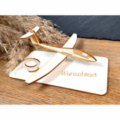 Geldscheinhalter Segelflieger, Flugzeug, Geldgeschenk, Geburtstag, Geschenk, Wunschtext, Personalisierbar
