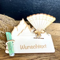 Geldscheinhalter Segelflieger, Flugzeug, Geldgeschenk, Geburtstag, Geschenk, Wunschtext, Personalisierbar