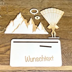 Geldscheinhalter Segelflieger, Flugzeug, Geldgeschenk, Geburtstag, Geschenk, Wunschtext, Personalisierbar