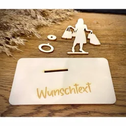 Geldscheinhalter Shopping, Einkaufen, Geldgeschenk, Geburtstag, Geschenk, Wunschtext, Personalisierbar