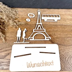 Geldscheinhalter Shopping, Paris, Urlaub, Eiffelturm, Frankreich, Bus, Geldgeschenk, Geburtstag, Geschenk, Wunschtext,