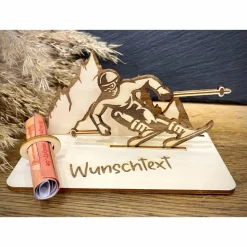 Geldscheinhalter Ski, Skifahrer, Skiurlaub, Berge, Winterurlaub, Urlaub, Geldgeschenk, Geburtstag, Geschenk, Wunschtext,