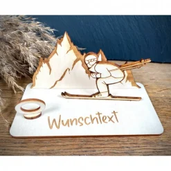 Geldscheinhalter Ski, Skifahrer, Skiurlaub, Berge, Winterurlaub, Urlaub, Geldgeschenk, Geburtstag, Geschenk, Wunschtext,