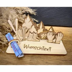 Geldscheinhalter Skiausrüstung, Ski, Skiurlaub, Berge, Winterurlaub, Geldgeschenk, Geburtstag, Geschenk, Wunschtext, Per