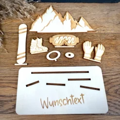 Geldscheinhalter Snowboardausrüstung, Snowboard, Skiurlaub, Berge, Winterurlaub, Geldgeschenk, Geschenk, Wunschtext, Per