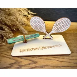 Geldscheinhalter Tennis, Geldgeschenk, Geburtstag, Tennisschläger, Geschenk, Wunschtext, Personalisierbar