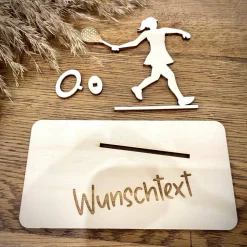 Geldscheinhalter Tennis, Geldgeschenk, Geburtstag, Aufschlag, Geschenk, Wunschtext, Personalisierbar