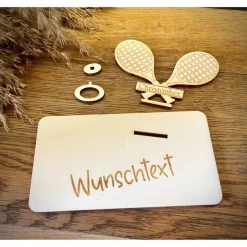 Geldscheinhalter Tennisschläger, Tennis, Geldgeschenk, Geburtstag, Tennisspieler, Geschenk, Wunschtext, Personalisierbar
