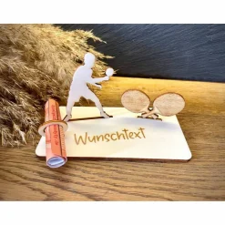 Geldscheinhalter Tischtennis, Geldgeschenk, Geburtstag, Tischtennisspieler, Tischtennisschläger, Geschenk, Wunschtext, P