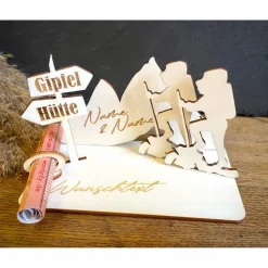 Geldscheinhalter Urlaub, Berge, Wandern, Geldgeschenk, Geburtstag, Geschenk, Wunschtext, Personalisierbar