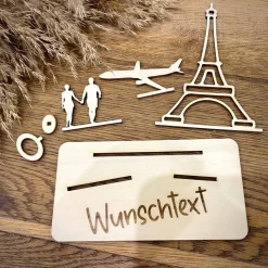 Geldscheinhalter Urlaub, Paris, Eiffelturm, Frankreich, Weltreise, Fliegen, Geldgeschenk, Geburtstag, Geschenk, Wunschte