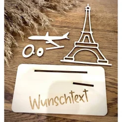 Geldscheinhalter Urlaub, Paris, Eiffelturm, Frankreich, Weltreise, Fliegen, Geldgeschenk, Geburtstag, Geschenk, Wunschte