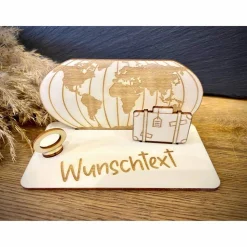 Geldscheinhalter Urlaub, Weltreise, Koffer, Geldgeschenk, Geburtstag, Geschenk, Wunschtext, Personalisierbar