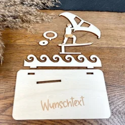 Geldscheinhalter Wingfoiler, Surfen, Surfer, Wasser, Geldgeschenk, Geburtstag, Geschenk, Wunschtext, Personalisierbar