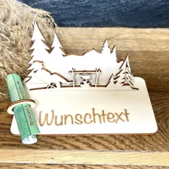 Geldscheinhalter Zelten, Camping, Urlaub, Geburtstag, Geschenk, Wunschtext, Personalisierbar
