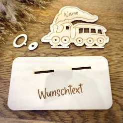 Geldscheinhalter Zug, Eisenbahn, Kind, Geldgeschenk, Geburtstag, Kindergeburtstag, Geschenk, Wunschtext, Personalisierba
