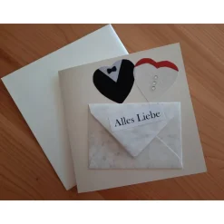 Geldscheinkarte Hochzeit – Edle Geldgeschenkkarte mit Anzug, Brautkleid & Straßsteinen