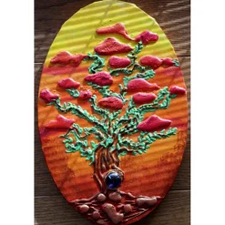 Gemälde TRAUMBÄUMCHEN Acrylbild abstrakte Acrylmalerei Kunst direkt v. Künstler Malerei Acrylbild auf ovalem Keilrahmen