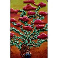 Gemälde TRAUMBÄUMCHEN Acrylbild abstrakte Acrylmalerei Kunst direkt v. Künstler Malerei Acrylbild auf ovalem Keilrahmen