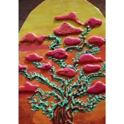 Gemälde TRAUMBÄUMCHEN Acrylbild abstrakte Acrylmalerei Kunst direkt v. Künstler Malerei Acrylbild auf ovalem Keilrahmen