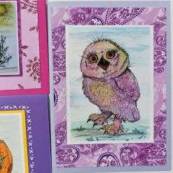 gemütliche Herbstkarten mit Halloween Katzen und Eule Druck meiner handgemalten Aquarelle Set Kürbis Grußkarte Kartenset