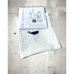 Genähter Baby-Waschlappen mit Stickerei & Glückwunschkarte – kleines Geschenk zur Geburt