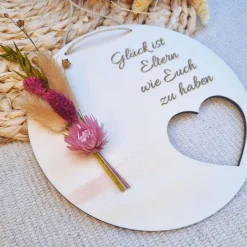 Geschenk für Eltern | personalisiertes Türschild | Türkranz Trockenblumen | Kleines Dankeschön Geschenk | Dankeschön