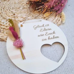 Geschenk für Eltern | personalisiertes Türschild | Türkranz Trockenblumen | Kleines Dankeschön Geschenk | Dankeschön
